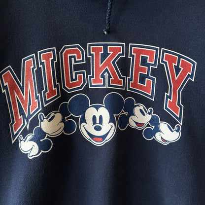 90's Mickey Inc ”MICKEY" ミッキーマウス  プリントスウェットフーディー ネイビー(XXL)/C1470S-SO