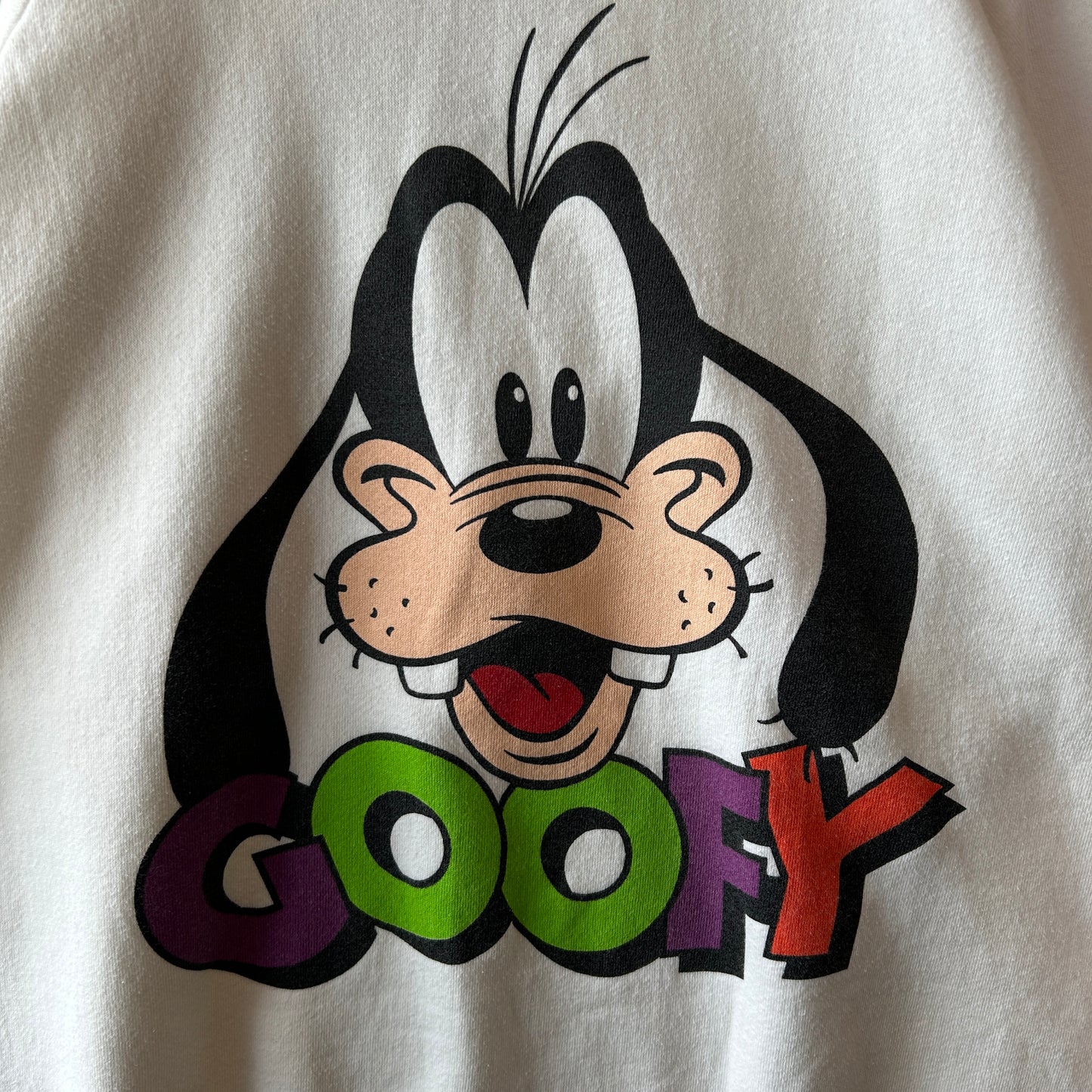 80's~ Disney ディズニー "Goofy" グーフィー キャラクタースウェット ホワイト/A8091S-SO