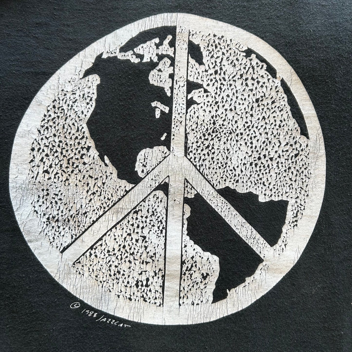 80's PEACEマーク アートTシャツ 黒/A6431