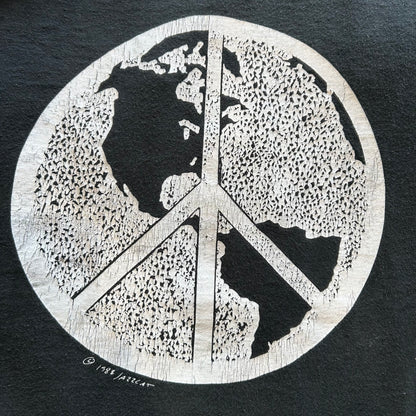 80's PEACEマーク アートTシャツ 黒/A6431