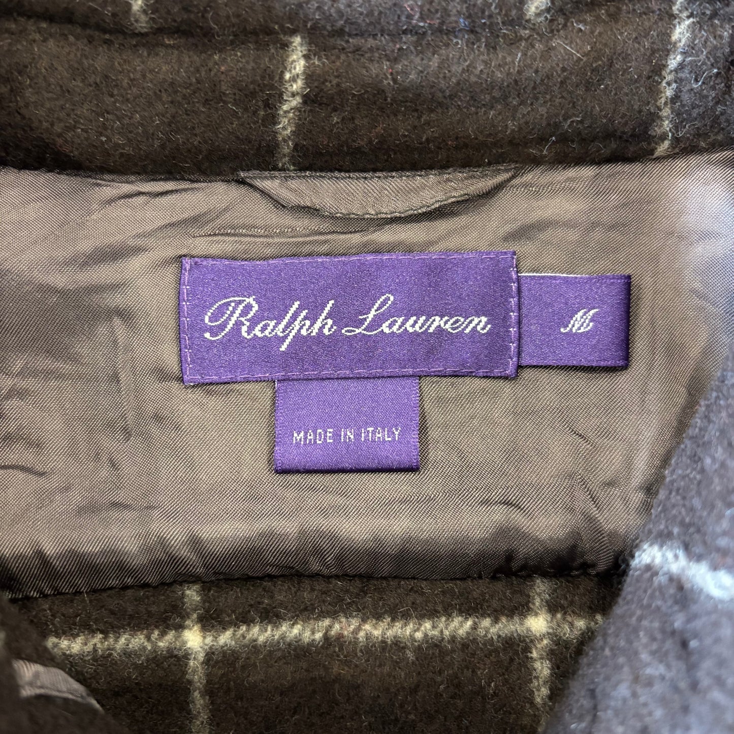 00's Ralph Lauren purple label ラルフ パープルレーベル ウール カシミヤ チェックシャツジャケット 茶色 (M) /C0194SH-SO