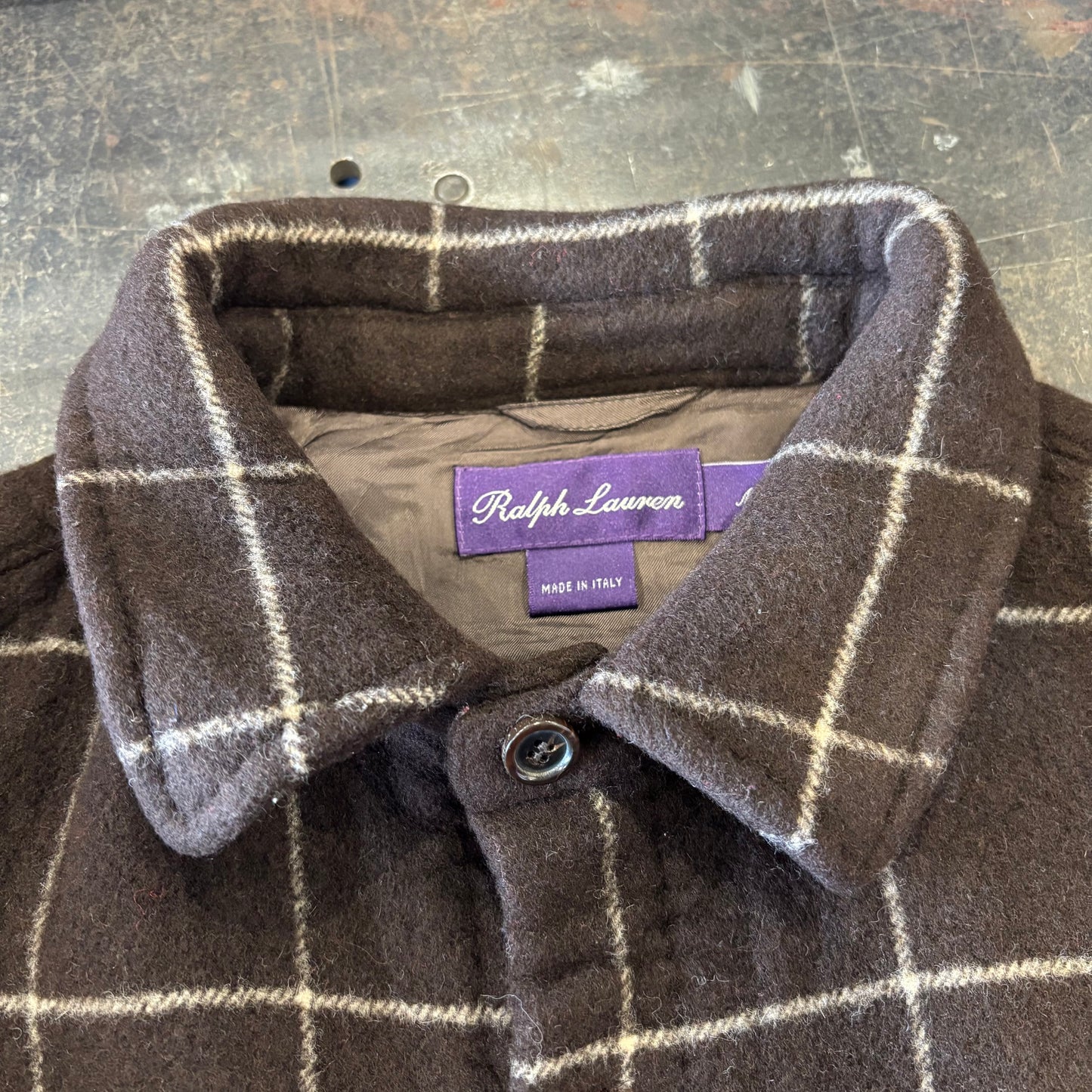 00's Ralph Lauren purple label ラルフ パープルレーベル ウール カシミヤ チェックシャツジャケット 茶色 (M) /C0194SH-SO