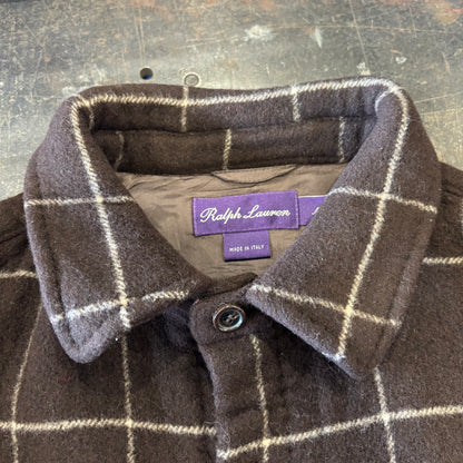 00's Ralph Lauren purple label ラルフ パープルレーベル ウール カシミヤ チェックシャツジャケット 茶色 (M) /C0194SH-SO