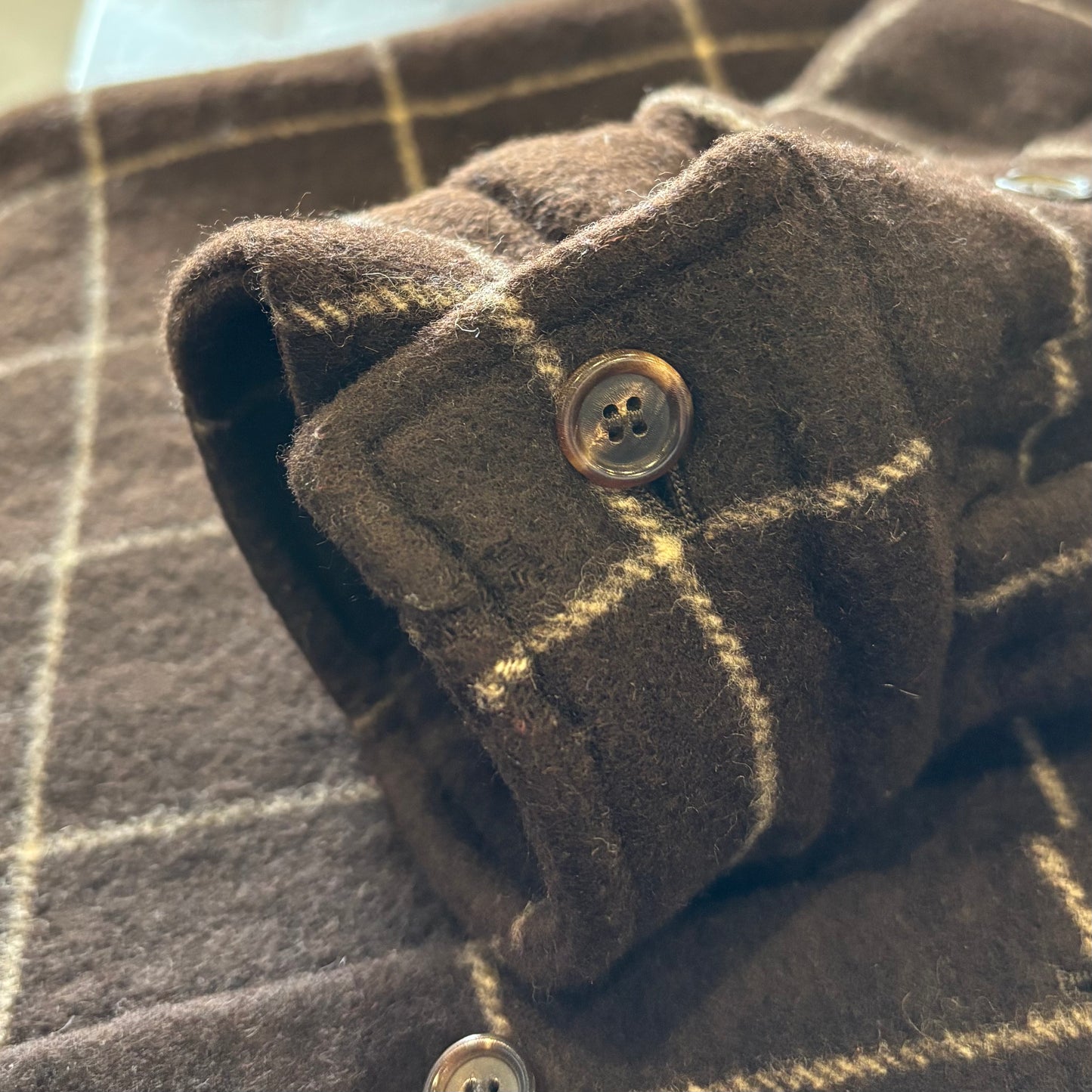 00's Ralph Lauren purple label ラルフ パープルレーベル ウール カシミヤ チェックシャツジャケット 茶色 (M) /C0194SH-SO