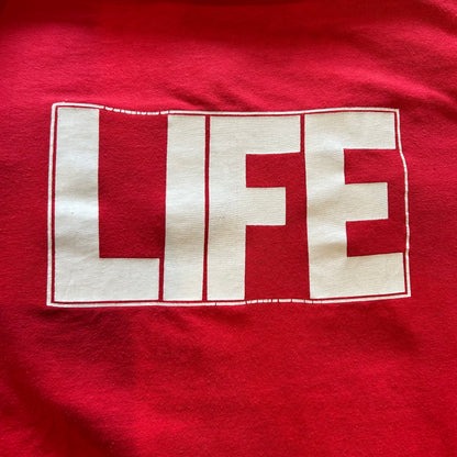 90's Hanes LIFE MAGAZINE ロゴTシャツ 企業T 雑誌 赤(L)/A6394T-SO
