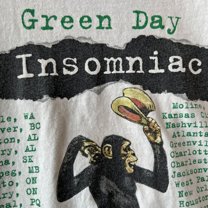 90's Green Day グリーン・デイ Insomniac ツアーTシャツ リンガーT 白(L)/C0287T-SO