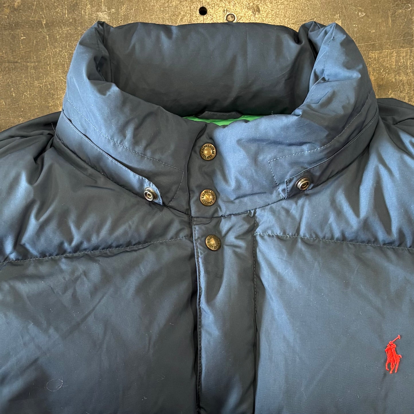 00's Ralph Lauren ラルフローレン ダウンベスト フード脱着可能 ネイビー (3XL) /A9533V-SO