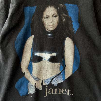 90's Janet Jackson ジャネット・ジャクソン all over the Planet ツアーTシャツ 黒(L)/C0788T-SO