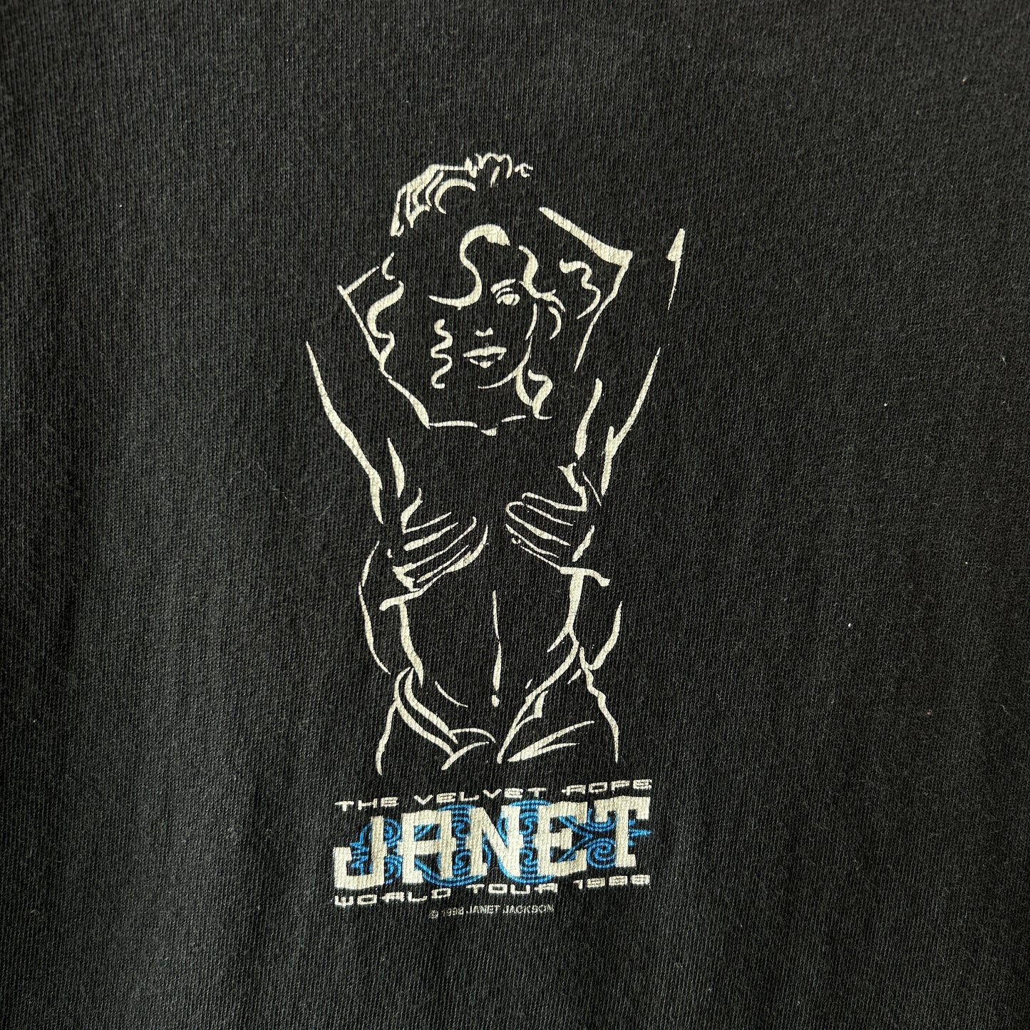 90's Janet Jackson ジャネット・ジャクソン The Velvet Rope World Tour 1998 ツアーTシャツ 黒（L)/C0787T-SO