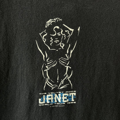90's Janet Jackson ジャネット・ジャクソン The Velvet Rope World Tour 1998 ツアーTシャツ 黒（L)/C0787T-SO