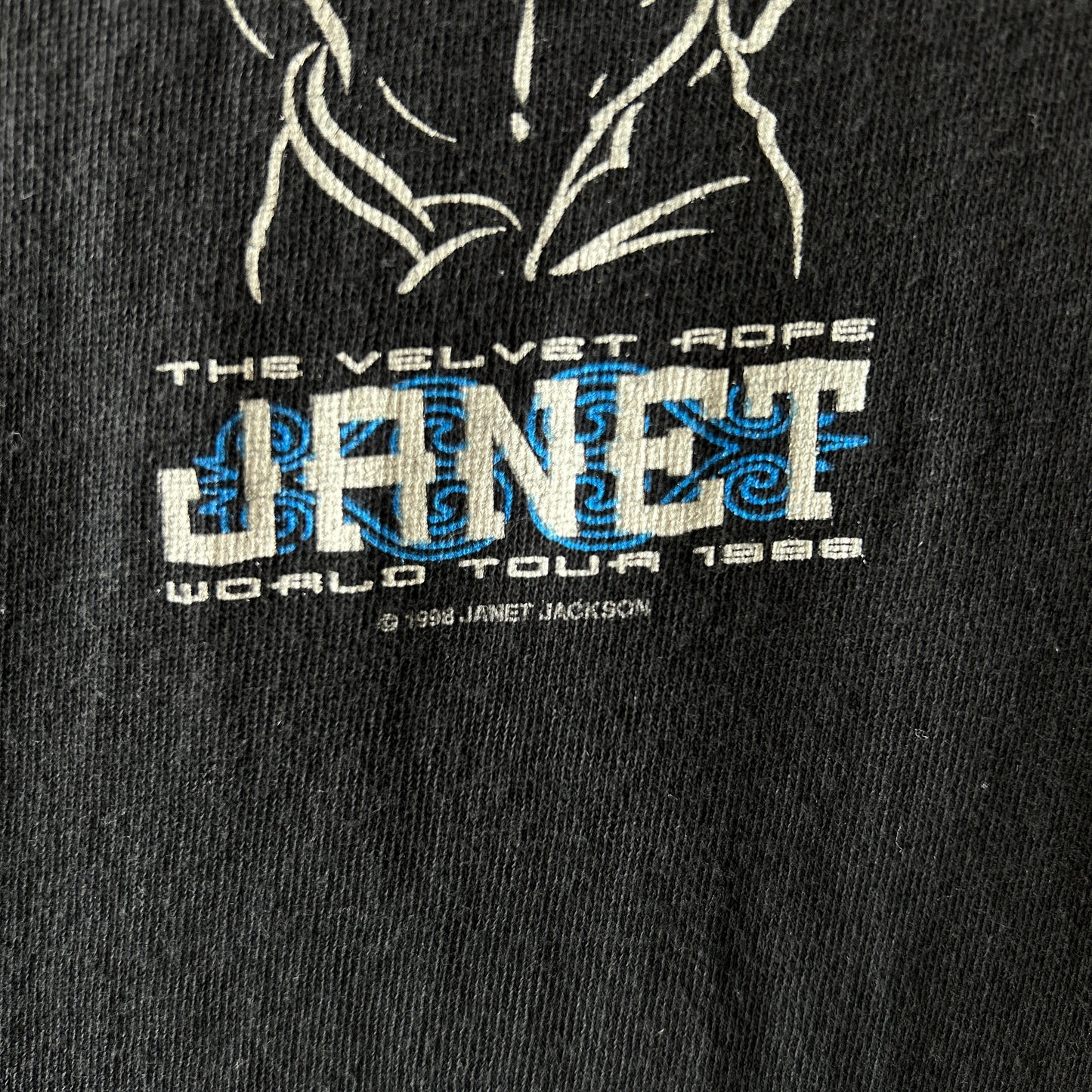 90's Janet Jackson ジャネット・ジャクソン The Velvet Rope World Tour 1998 ツアーTシャツ 黒（L)/C0787T-SO