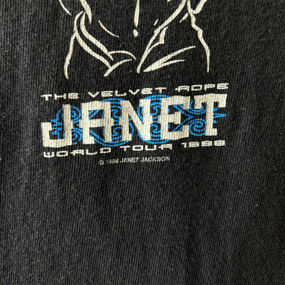 90's Janet Jackson ジャネット・ジャクソン The Velvet Rope World Tour 1998 ツアーTシャツ 黒（L)/C0787T-SO