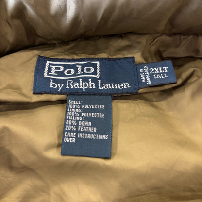 00's Ralph Lauren ラルフローレン ダウンベスト フード脱着可能 カーキ (2XL) /C0067V-SO