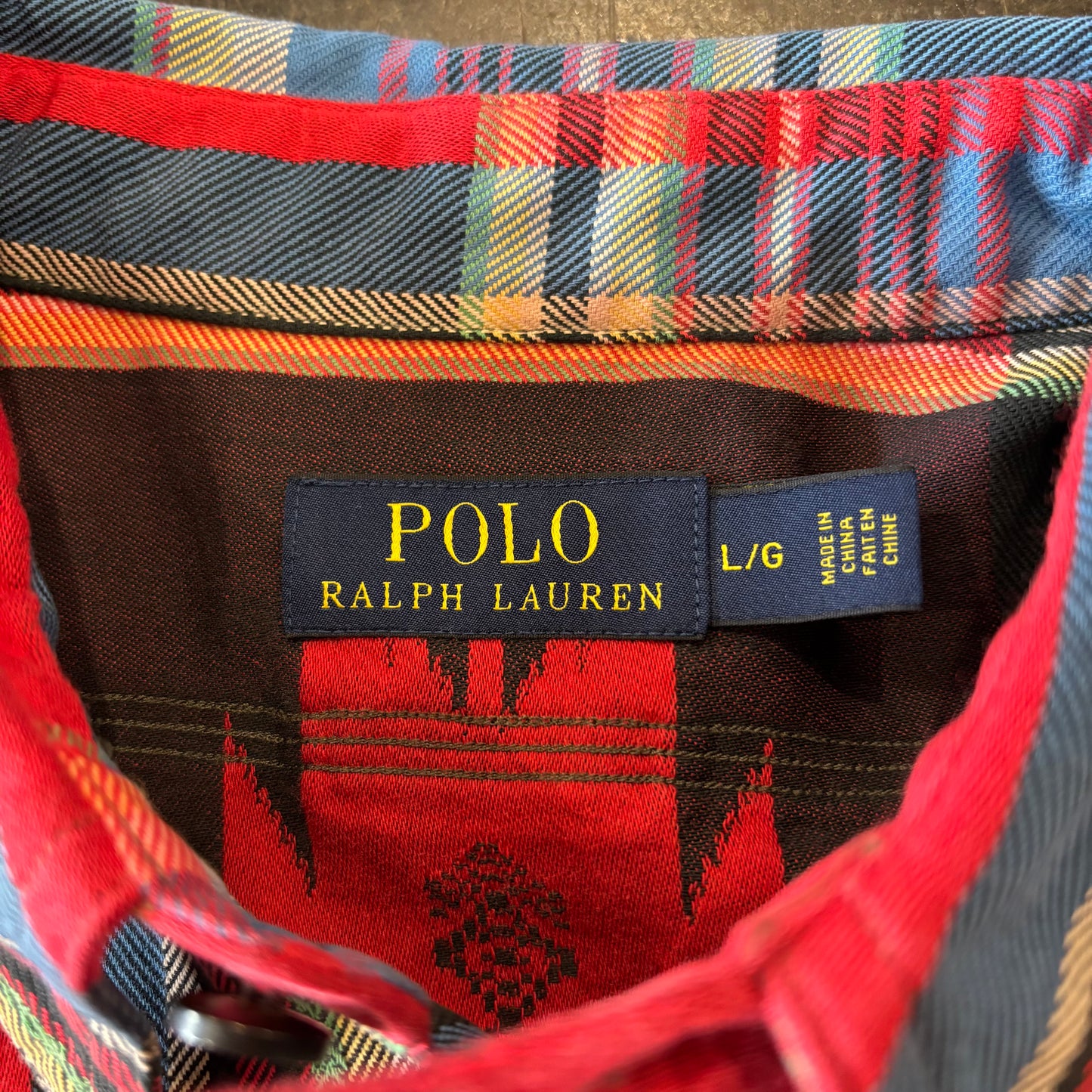 00's Ralph Lauren ラルフローレン ネイティブ柄 長袖 シャツ 赤 (L)/B2869SH-SO