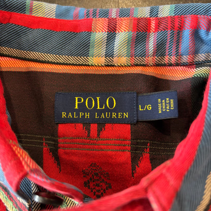 00's Ralph Lauren ラルフローレン ネイティブ柄 長袖 シャツ 赤 (L)/B2869SH-SO