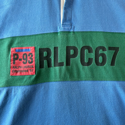 90's Polo ラルフローレン P-93 半袖ラガーシャツ ポロスポ RLPC67 (XL)/C1471T-SO