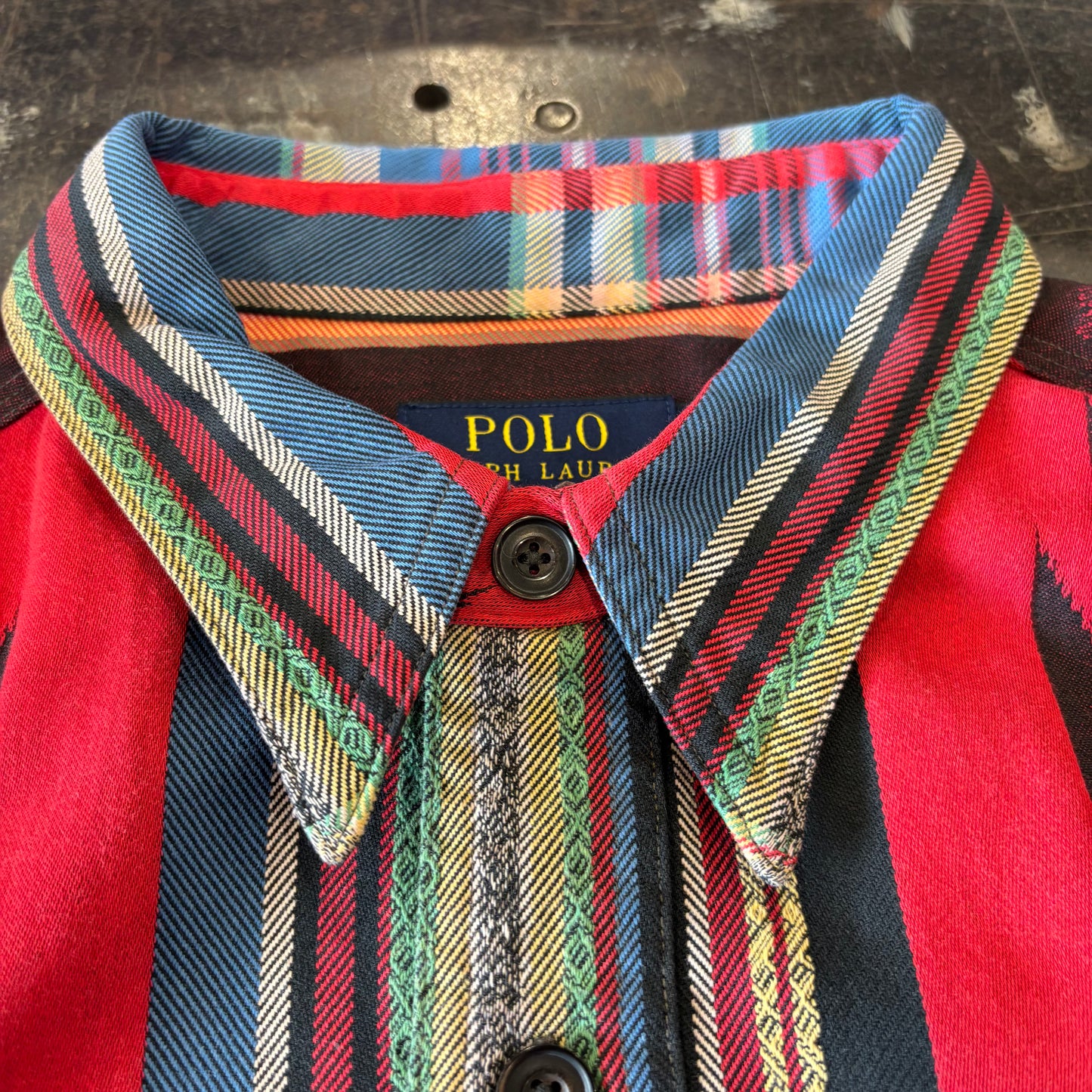 00's Ralph Lauren ラルフローレン ネイティブ柄 長袖 シャツ 赤 (L)/B2869SH-SO