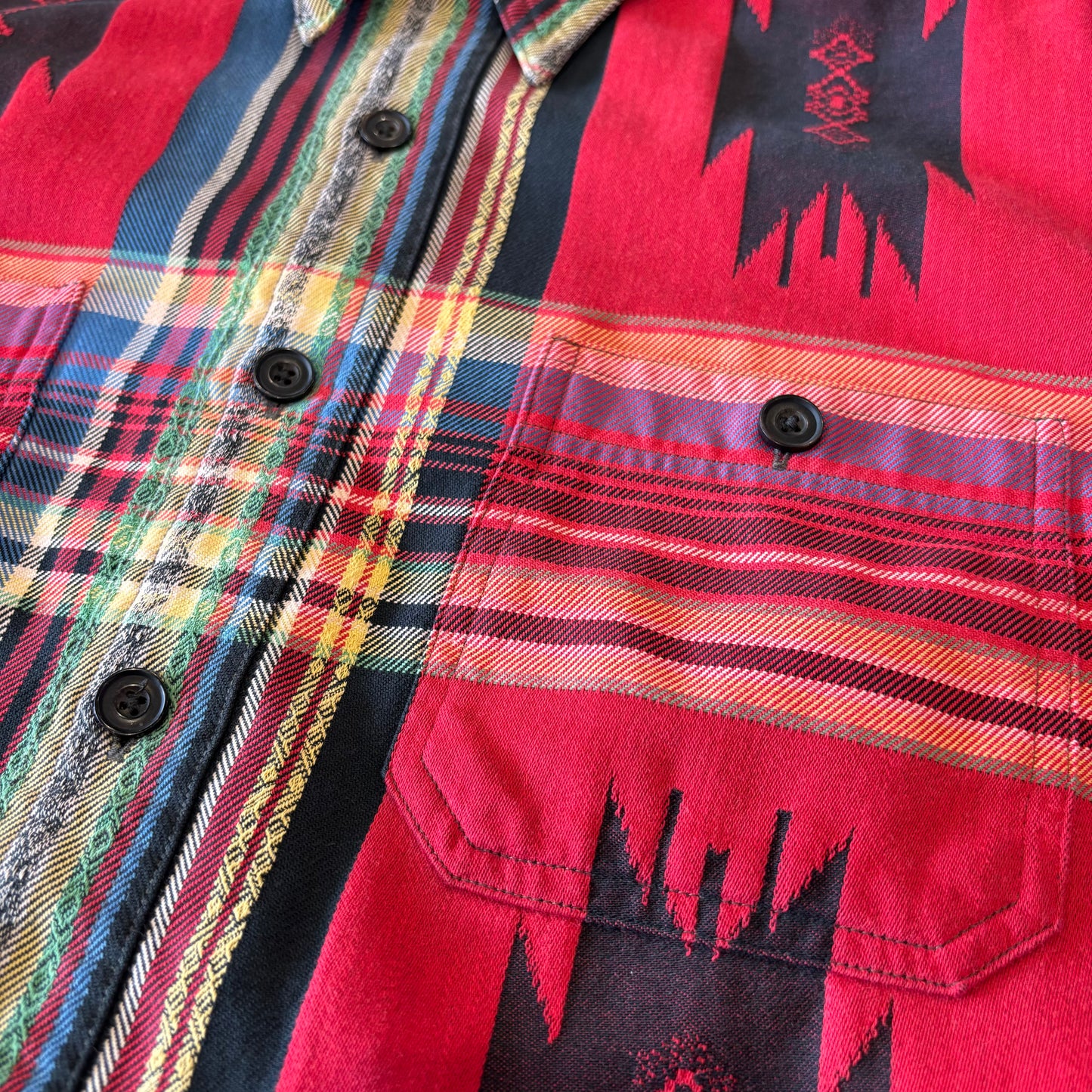 00's Ralph Lauren ラルフローレン ネイティブ柄 長袖 シャツ 赤 (L)/B2869SH-SO