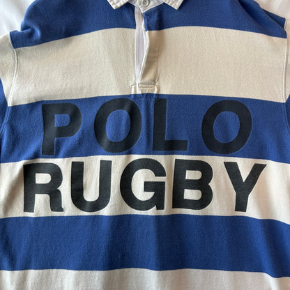 90's Polo ラルフローレン ”POLO RUGBY" ラガーシャツ ボーダー ポロスポ (XL)/B2338T-SO