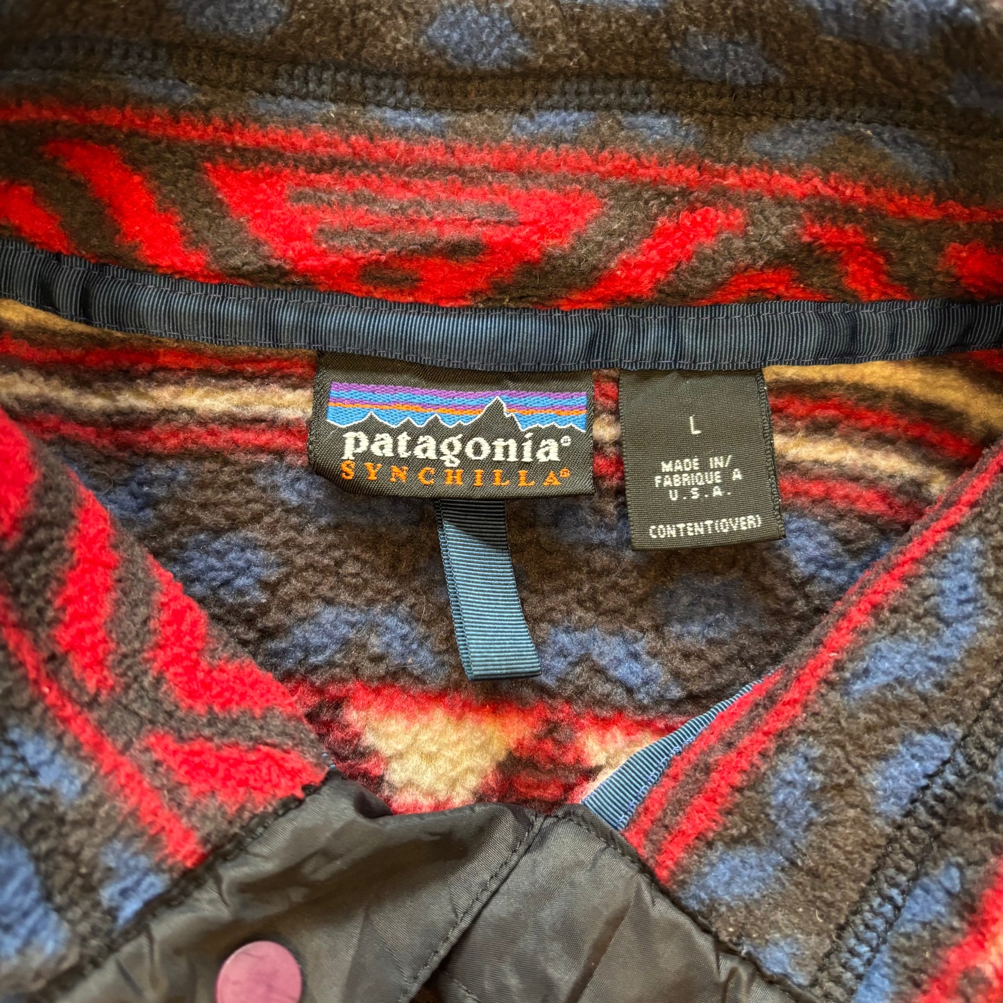90's Patagonia パタゴニア "Saltillo" synchilla snap-t シンチラスナップT サルティーヨ柄 (L)/C0083F-SO