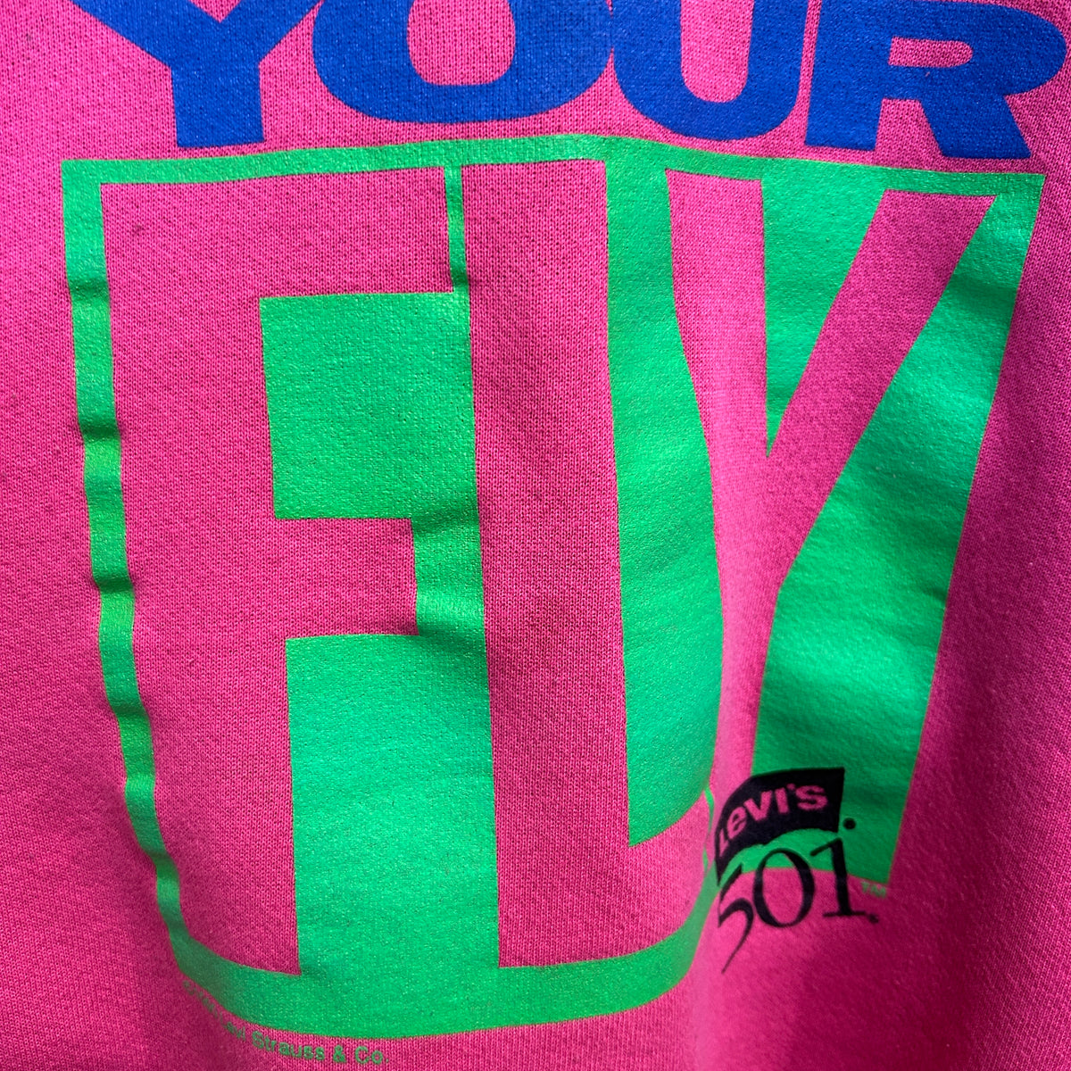 90's Levi's リーバイス 501 Button Your Fly ロゴスウェット ピンク (サイズ不明)/A2952S-SO