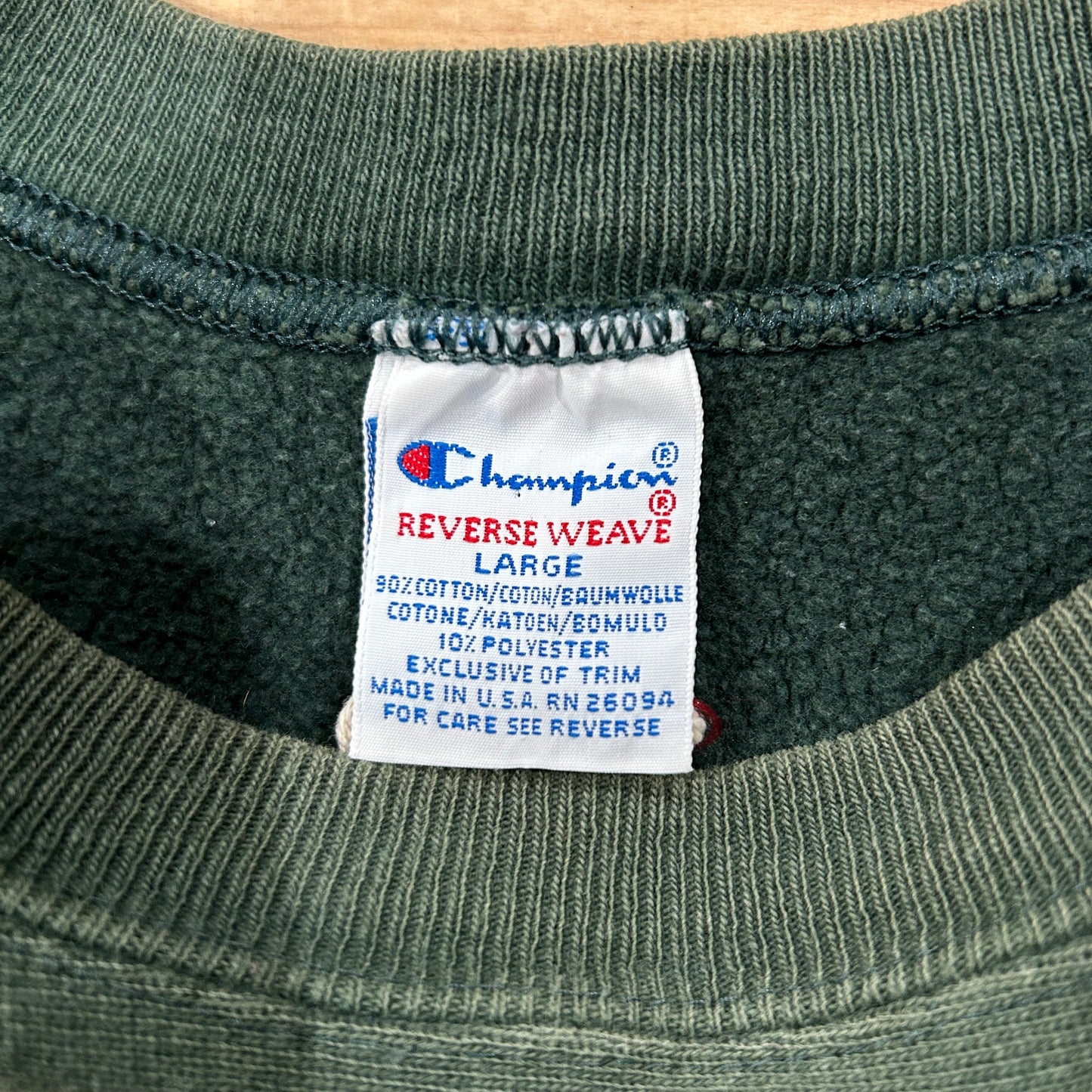 90's Champion Reverse Weave リバースウィーブ C.W.POST フェードスウェット 緑(L)/A6697R-SO