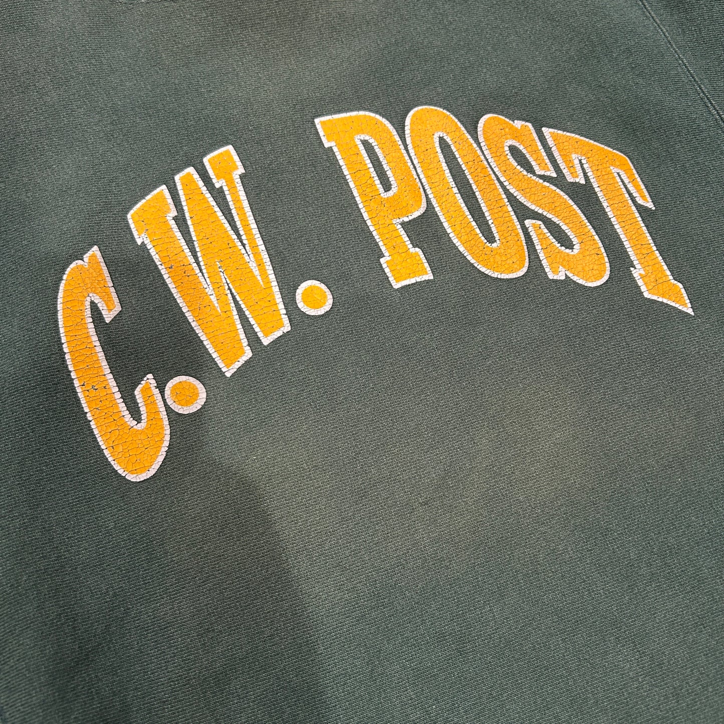90's Champion Reverse Weave リバースウィーブ C.W.POST フェードスウェット 緑(L)/A6697R-SO