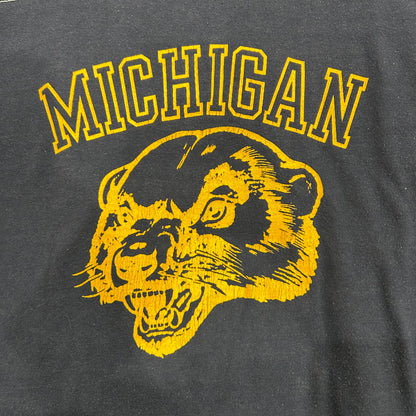 80's Unknown MICHIGAN フットボールTシャツ ネイビー (サイズ不明)/A6392T-SO