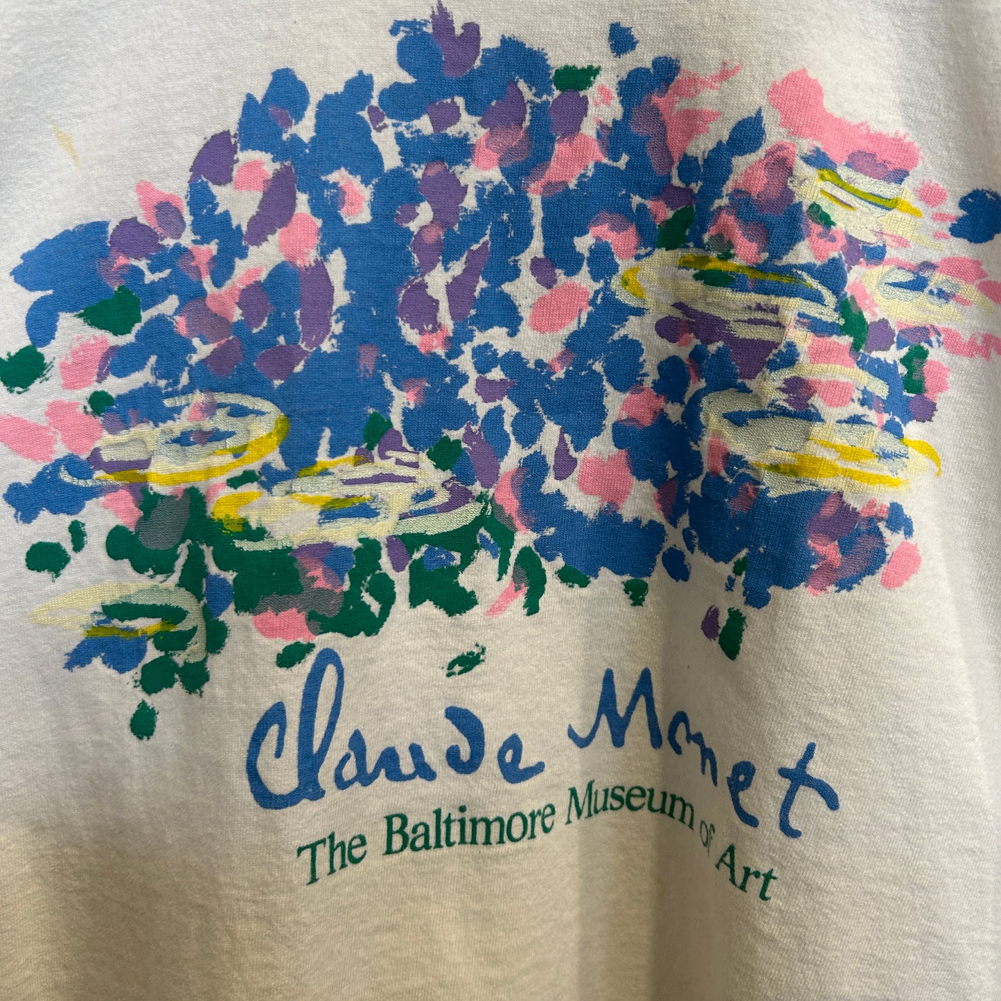 90's クロード・モネ ボルチモア美術館 "睡蓮" アートTシャツ 白 (サイズ不明)/C0791T-SO