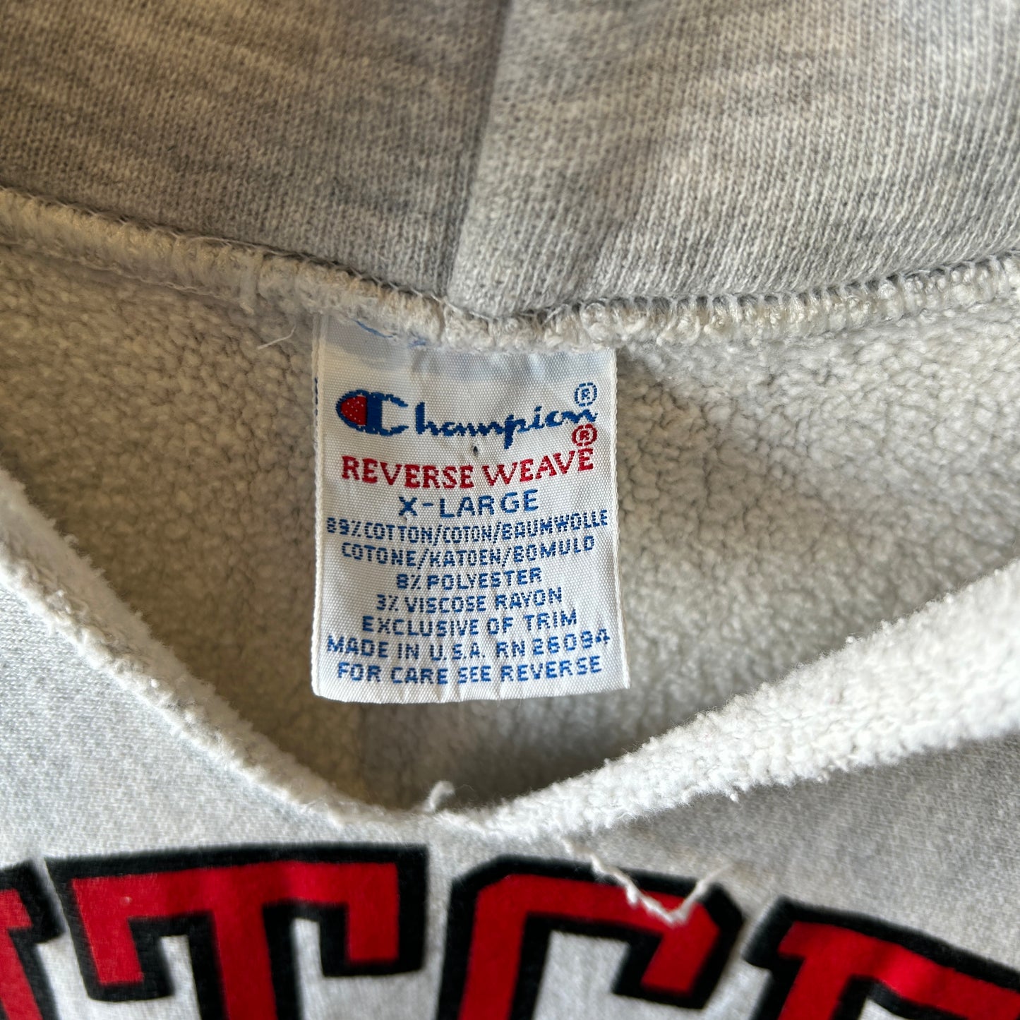 90's Champion Reverse Weave リバースウィーブ RUTGER スウェットフーディー パーカー(XL)/A8471R-SO