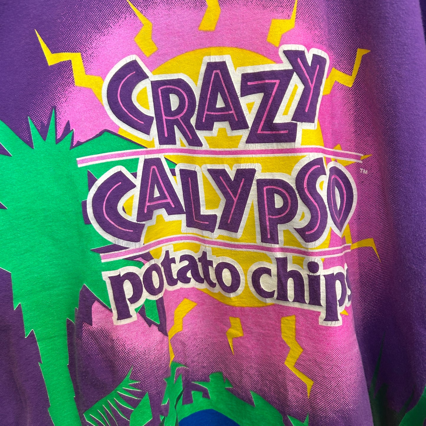 90's Crazy Calypso ポテトチップス プリントTシャツ 紫 (サイズ不明)/A3849T-SO