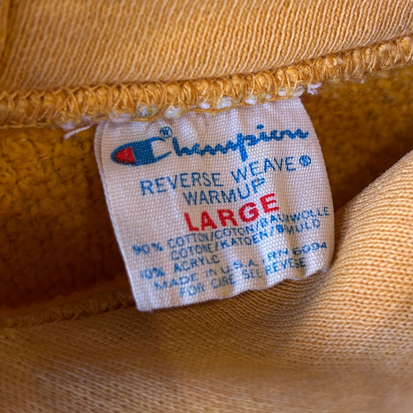 80's Champion Reverse Weave リバースウィーブ CLARKSON スウェットフーディー 黄色(L)/A6694R-SO