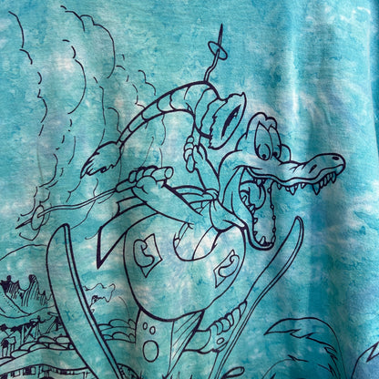 90's Disney ディズニー ブリザード・ビーチ アイス・ゲイター キャラクターTシャツ 水色 (L)/A7180T-SO