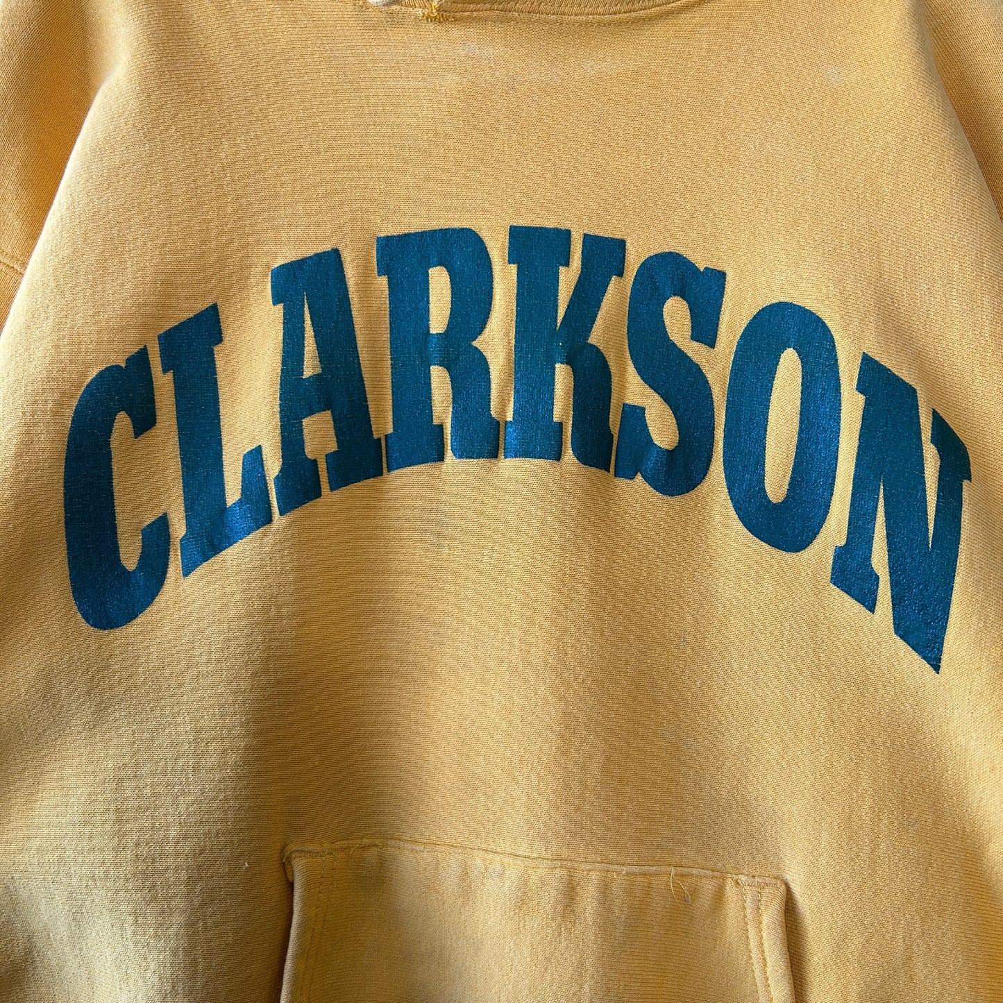 80's Champion Reverse Weave リバースウィーブ CLARKSON スウェットフーディー 黄色(L)/A6694R-SO