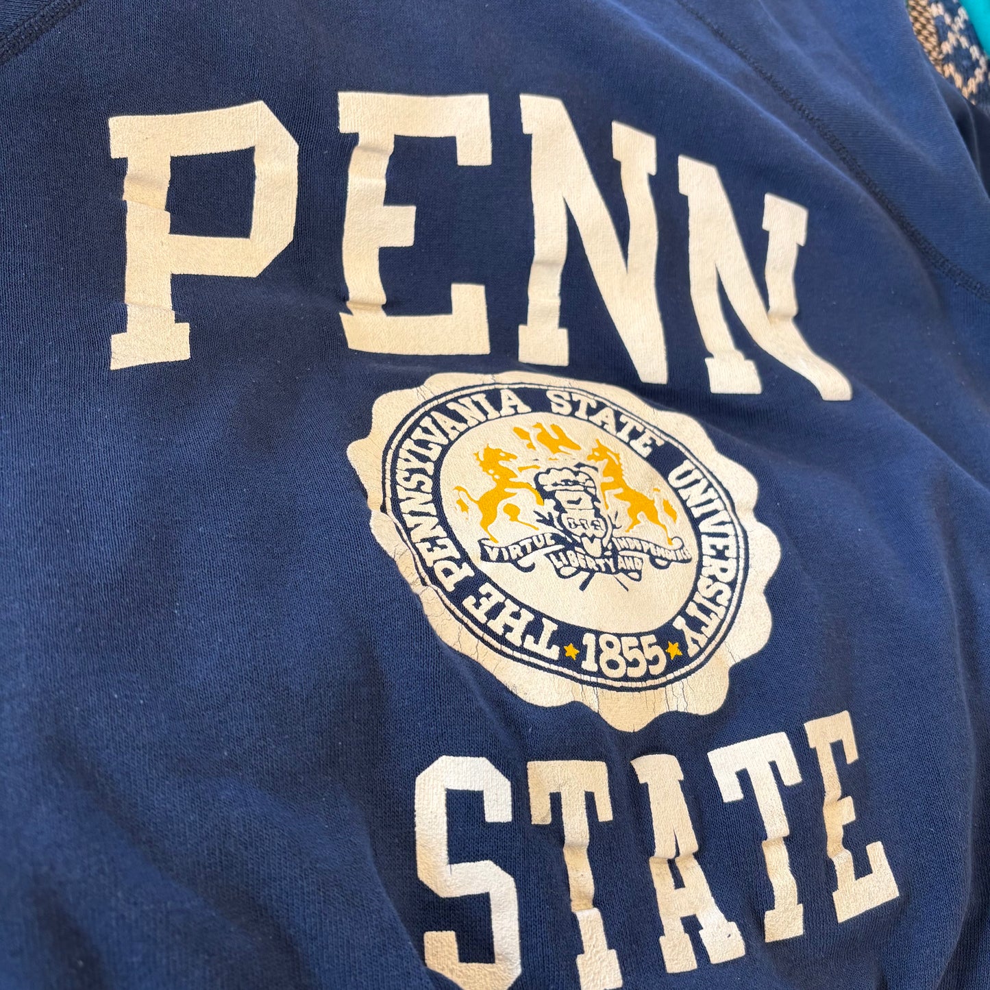 80~90's カレッジスウェット "Penn State" ラグラン ネイビー (サイズ不明)/B1759S-SO