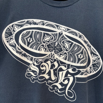 90〜00's SRH ペイズリー柄 ロゴプリントTシャツ ネイビー (L)/B3055T-SO