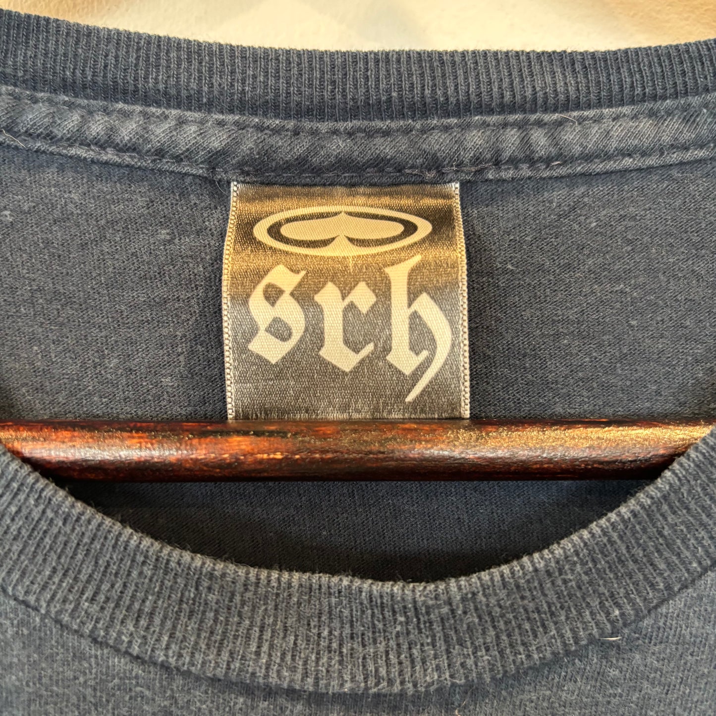 90〜00's SRH ペイズリー柄 ロゴプリントTシャツ ネイビー (L)/B3055T-SO