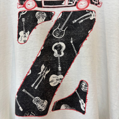 80's Jimmy's ウッディワゴン＆ギター プリントTシャツ 白(XL)/B3052T-SO