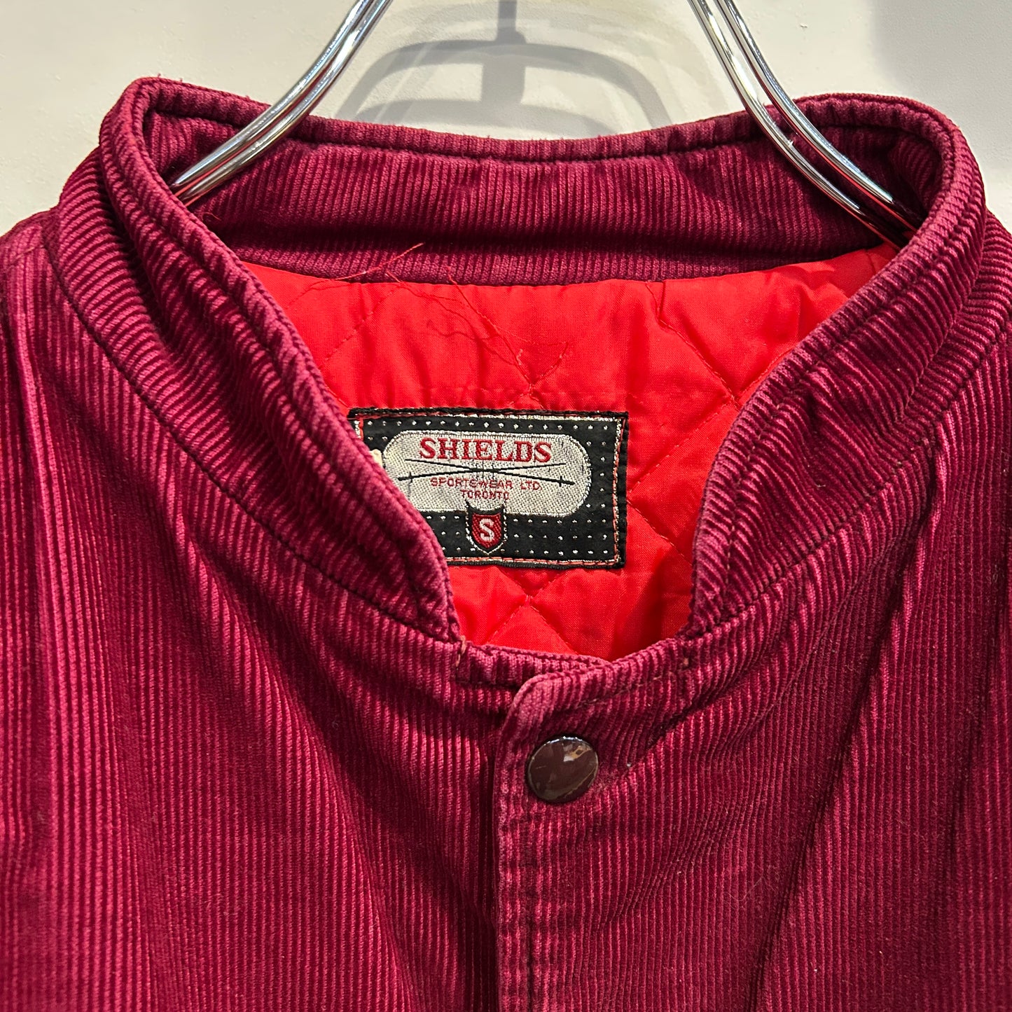 70's SHIELDS corduroy varsity jacket コーデュロイ スタジャン ワインレッド (S)/A6007J-SO