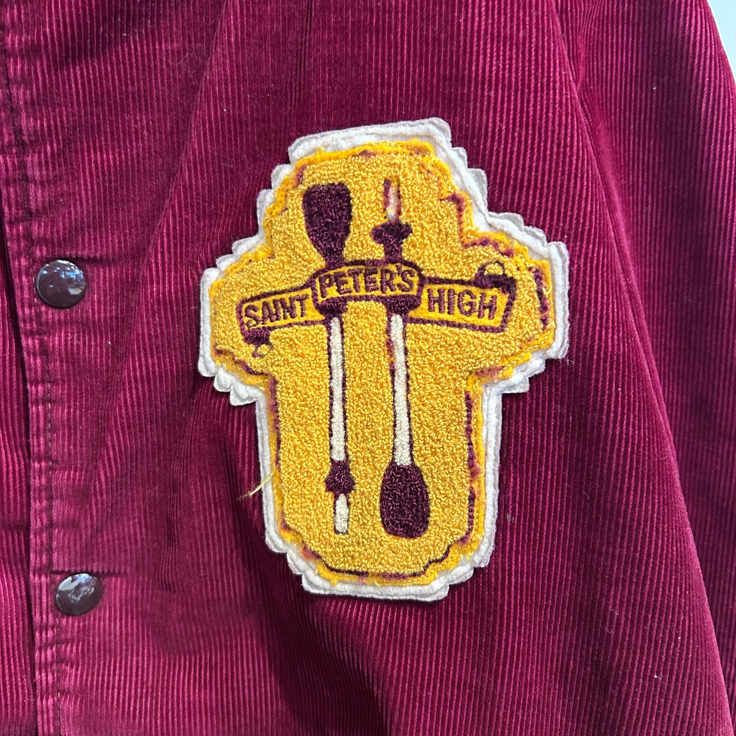70's SHIELDS corduroy varsity jacket コーデュロイ スタジャン ワインレッド (S)/A6007J-SO