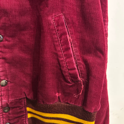 70's SHIELDS corduroy varsity jacket コーデュロイ スタジャン ワインレッド (S)/A6007J-SO