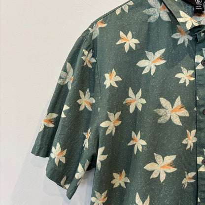 00's Volcom フローラル柄 レギュラーカラー半袖シャツ (XL)/B3060S-SO