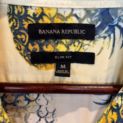 00's Banana Republic オープンカラーアロハシャツ パイナップル柄 (M)/B3058S-SO