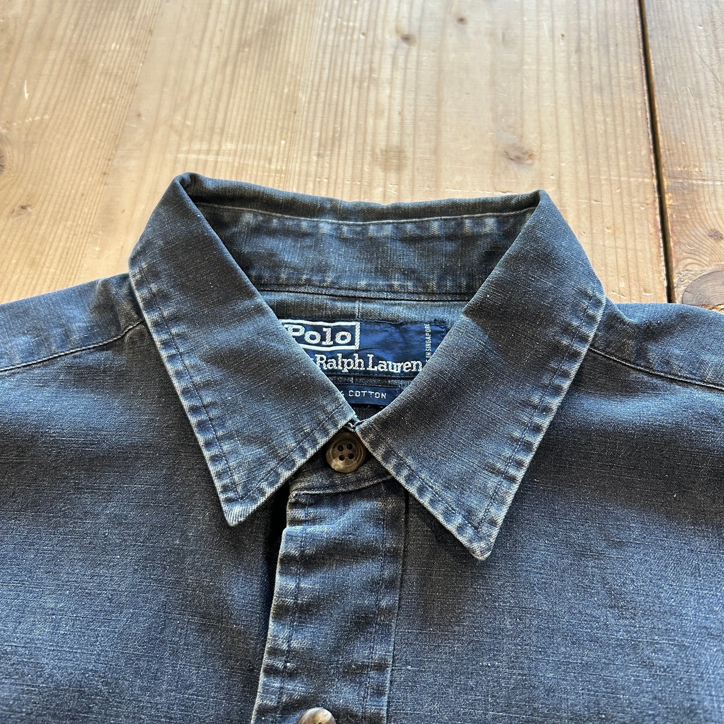 00's Ralph Lauren ラルフローレン コットン ワークシャツ グレー (M)/B2912SH-SO
