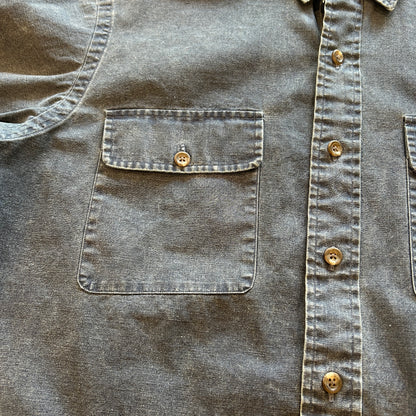 00's Ralph Lauren ラルフローレン コットン ワークシャツ グレー (M)/B2912SH-SO
