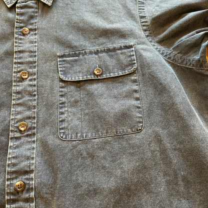 00's Ralph Lauren ラルフローレン コットン ワークシャツ グレー (M)/B2912SH-SO