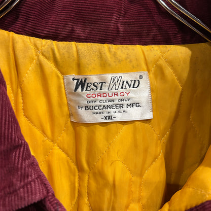 80's WEST WIND corduroy varsity jacket コーデュロイ スタジャン ワインレッド (XXL)/A8951J-SO