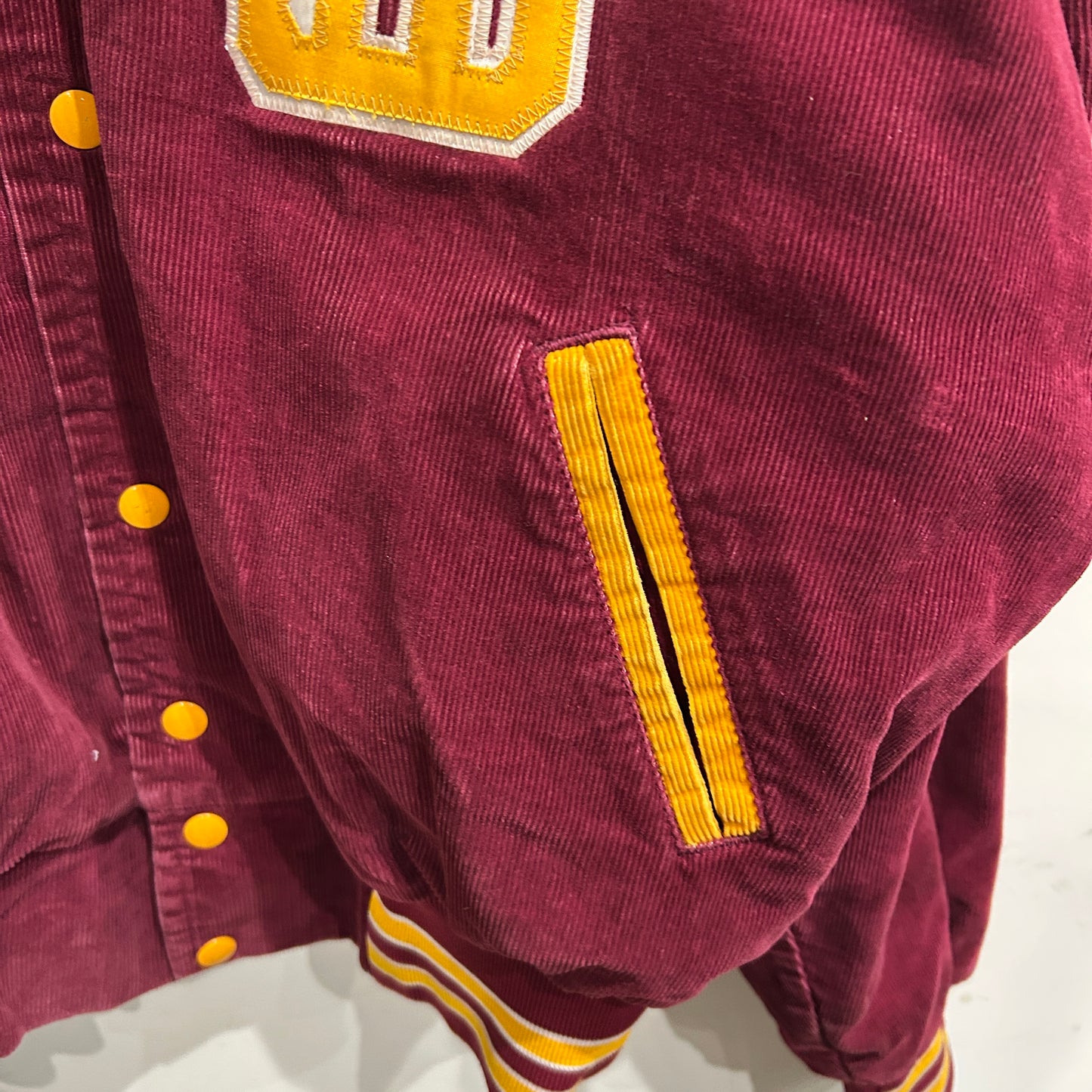 80's WEST WIND corduroy varsity jacket コーデュロイ スタジャン ワインレッド (XXL)/A8951J-SO