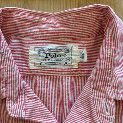 00's Polo by Ralph Lauren ラルフローレン ワークシャツ ストライプ 赤 白 (M)/A7775SH-SO