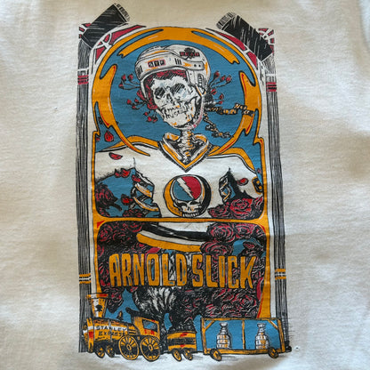 90's SIGNAL SPORT Grateful Dead ARNOLD SLICK Tシャツ デッドスカル 白(サイズ不明)/A6502T-SO